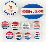 GROUP OF TEN KENNEDY/JOHNSON NAME BUTTONS.