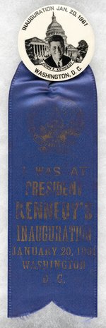 KENNEDY PORTRAIT AND CAPITOL RIBBON BADGE.