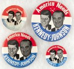 GROUP OF "AMERICA NEEDS KENNEDY-JOHNSON" JUGATE BUTTONS & UNUSED PAPER.