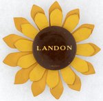 LANDON NAME BUTTON ON PAPER SUNFLOWER.