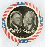 CLASSIC ROOSEVELT AND GARNER STARS AND STRIPES JUGATE BUTTON.