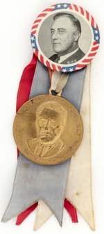 STARS AND STRIPES ROOSEVELT PORTRAIT MEDAL BADGE.