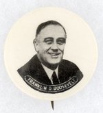 FRANKLIN ROOSEVELT BW SMILING PORTRAIT BUTTON.