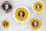 GROUP OF FIVE LANDON PORTRAIT BUTTONS.