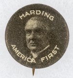 UNCOMMON HARDING AMERICA FIRST PORTRAIT BUTTON.