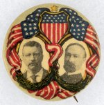 FLAG AND SHIELD PATRIOTIC ROOSEVELT/FAIRBANKS JUGATE BUTTON.