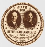 VOTE FOR THE REPUBLICAN CANDIDATES COOLIDGE/DAWES JUGATE STICKER.