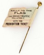 RALLY TO THE FLAG: VOTE THE PROHIBITION TICKET CELLO STICKPIN.