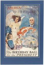 1934 HOWARD CHANDLER CHRISTY FDR BIRTHDAY BALL CARDBOARD POSTER.