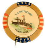 RARE LARGE FORMAT "U.S. BATTLESHIP KEARSARGE" AS 2-1/8" BUTTON.