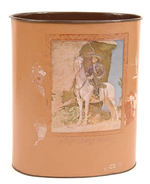 HOPALONG CASSIDY WASTE BASKET WITH EMBOSSED IMAGES.