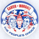 CARTER MONDALE "THE PEOPLE'S CHOICE" 1976 CARTOON JUGATE BUTTON.