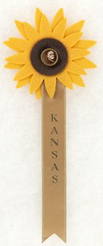 ROOSEVELT 1936 KANSAS SUNFLOWER BUTTON AND RIBBON.