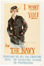 WWI HOWARD CHANDLER CHRISTY I WANT YOU NAVY RECRUITING POSTER.