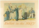 WWI ALL TOGETHER ENLIST IN THE NAVY MANY NATIONS SAILORS POSTER.