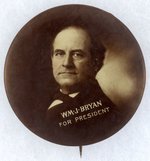 LARGE SEPIA 1908 WM. J. BRYAN FOR PRESIDENT PORTRAIT BUTTON.