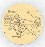 "TAFT" LEADING "BRYAN" IN RACE TO FINISIH LINE CLASSIC 1908 CARTOON BUTTON.