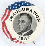 PATRIOTIC ROOSEVELT INAUGURATION 1937 DRAPED FLAG BUTTON.