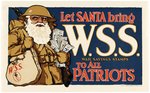 WWII SANTA IN UNIFORM WAR SAVINGS STAMPS W.S.S. WINDOW CARD.