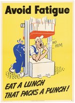 WWII AVOID FATIGUE WAR FOOD ADMINISTRATION SAFETY POSTER.