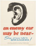 WWII ENEMY EAR CARELESS TALK SEAGRAM WAR POSTER.