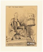 1928 AL SMITH TAMMANY HALL TIGER PROHIBITION ORIGINAL CARTOON ART.