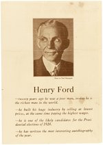 SCARCE HENRY FORD AUTOBIOGRAPHY SALES PAMPHLET.