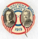 WILSON AND PERSHING WELCOME OUR BOYS HOME 1919 WWI BUTTON.