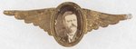 UNUSUAL BRASS EAGLE WING ROOSEVELT PORTRAIT PIN.