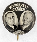 ROOSEVELT AND GARNER BW JUGATE BUTTON.