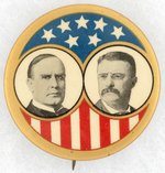 LARGE STARS AND STRIPES 1900 MCKINLEY/ROOSEVELT JUGATE BUTTON.