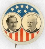 LARGE STARS AND STRIPES 1900 BRYAN/STEVENSON JUGATE BUTTON.