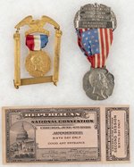 HARDING: 1920 REPUBLICAN NATIONAL CONVENTION TICKET AND BADGES.