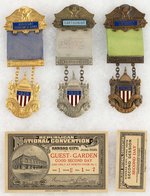 HOOVER: 1928 REPUBLICAN NATION CONVENTION TICKET AND BADGES.