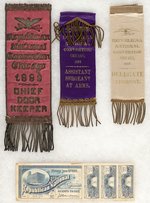 HARRISON: 1888 REPUBLICAN NATIONAL CONVENTION TICKET AND BADGES.