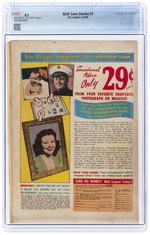 GIRLS' LOVE STORIES #7 AUGUST-SEPTEMBER 1950 CGC 4.5 VG+.