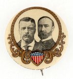 SHIELD AND FILIGREE ROOSEVELT & FAIRBANKS JUGATE BUTTON.