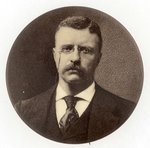 LARGE BROWNTONE TEDDY ROOSEVELT PORTRAIT BUTTON.