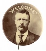 STRIKING SEPIA "WELCOME" ROOSEVELT PORTRAIT BUTTON.