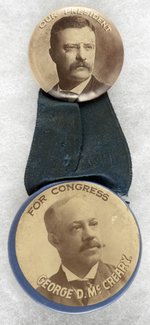 ROOSEVELT AND GEORGE MCCREARY PA COATTAIL BADGE.