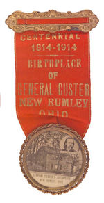 GENERAL CUSTER 1914 CENTENNIAL RIBBON BADGE.