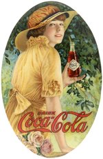 DRINK COCA-COLA 1916 POCKET  MIRROR AND THE FIRST TO SHOW THE PRODUCT BOTTLED.