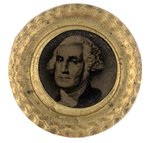 JOHN BELL: 1860 GEORGE WASHINGTON FERROTYPE IN BRASS SHELL BADGE.