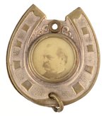 CLEVELAND HORSESHOE MOTIF ALBUMEN PORTRAIT BADGE.