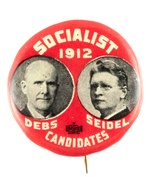 DEBS & SEIDEL SOCIALIST CANDIDATES 1912 JUGATE BUTTON.