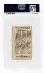 1909 E95 PHILADELPHIA CARAMEL CHIEF BENDER (HOF) PSA 2 GOOD.