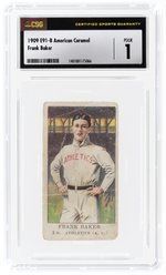 1909 E91-B AMERICAN CARAMEL FRANK BAKER (HOF) ROOKIE CARD CSG 1 POOR.