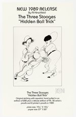 AL HIRSCHFELD SIGNED THREE STOOGES PROMOTIONAL SHEET.