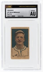 1920 W522 #39 CHRISTY MATHEWSON (HOF) HAND CUT CSG AU AUTHENTIC.