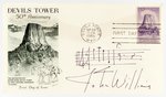 CLOSE ENCOUNTERS OF THE THIRD KIND - COMPOSER JOHN WILLIAMS SIGNED FIRST DAY COVER WITH MUSICAL SCORE.